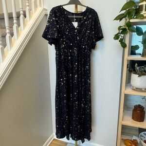 BloomChic Navy and Gold Star Maxi Dress